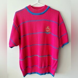 Vintage Preppy Nautical-inspired Pink Sweater Tee